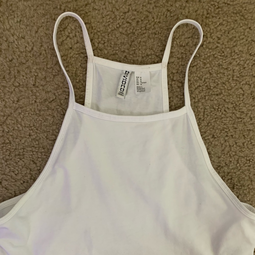 COPY - DIVIDED Plain White Halter Crop Top